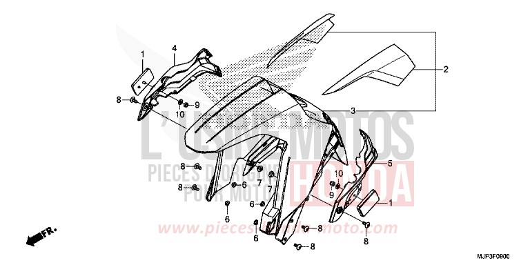 KOTFLUEGEL, VORNE von Africa Twin MAT BALLISTIC BLACK METALLIC (NHA86) von 2016